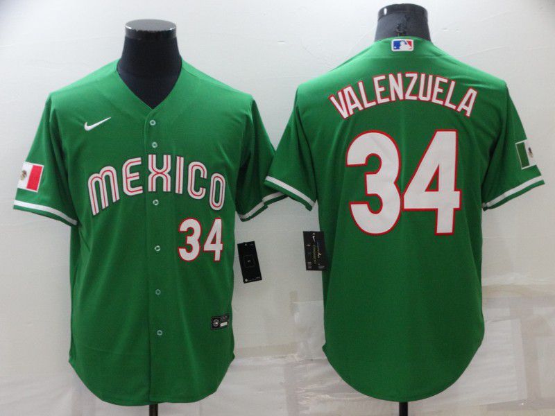 Men Los Angeles Dodgers #34 Valenzuela Green Game Nike 2022 MLB Jersey